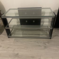Glass And Metal Sturdy TV Stand With In Very Good Condition 