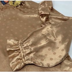 Indigo Poppy Gold Ruffled Mandarin Collar Blouse