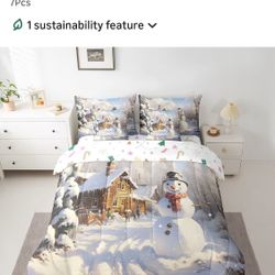 7 PC Christmas Snowman TWIN Bed Set (NEW IN PACKAGING)