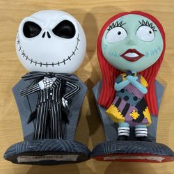 The Nightmare Before Christmas PVC Figural Coin Bank Sally & Jack New (open Box)
