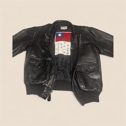 Vintage Military Bomber Leather Jacket 