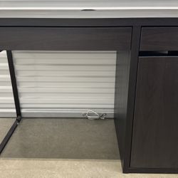 Used IKEA MICKE Black/Brown Desk With 2 Drawers & 2 Shelves 