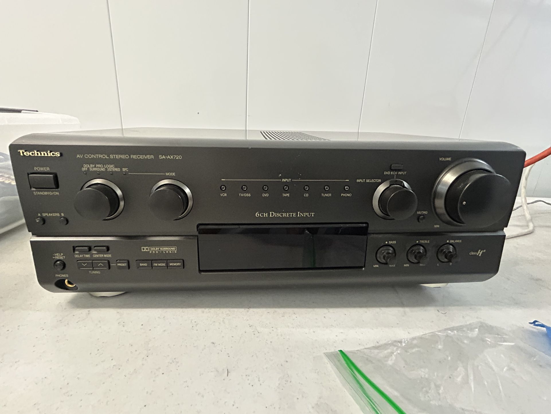 Technics SA-AX720 AV Control Stereo Receiver With Remote Tested Working 100 watts per channel Dolby Digital DTS Pro Logic Decoding 