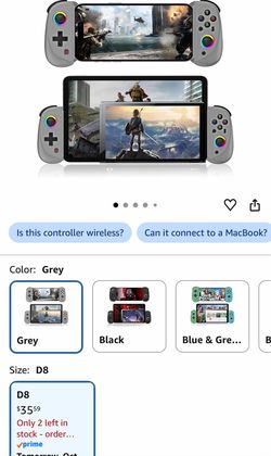 Grey Mobile Gaming Controller with RGB Lights