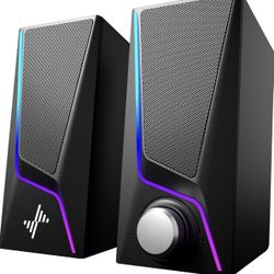 Computer Speakers, 6 Lighting Modes, 2 Bass-Boost Ports