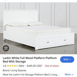 Living Spaces Storage Bed Full