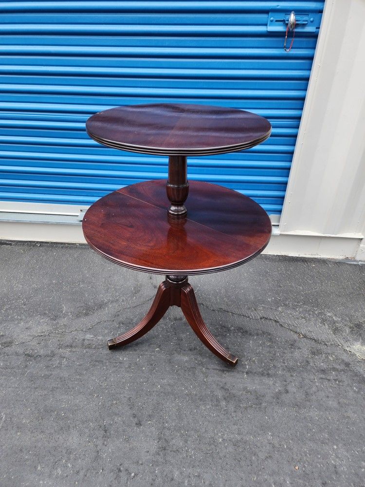 Antique Mahogany Two Tiered Dumbwaiter Table