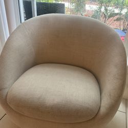    Modern 360° Swivel Chair – Cream Linen – 