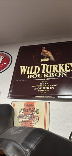 24 by 24 in large metal Wild Turkey tin sign mint