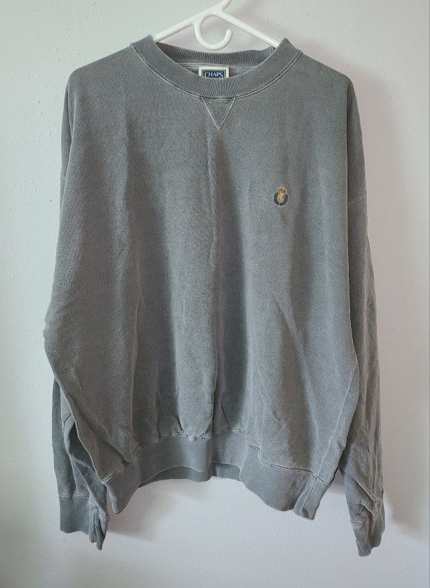 Vintage Chaps Ralph Lauren Men’s Crewneck Sweatshirt Faded Grey Size L