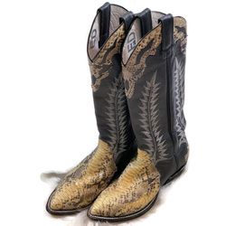 Snake Skin Leather Cowboy Boots