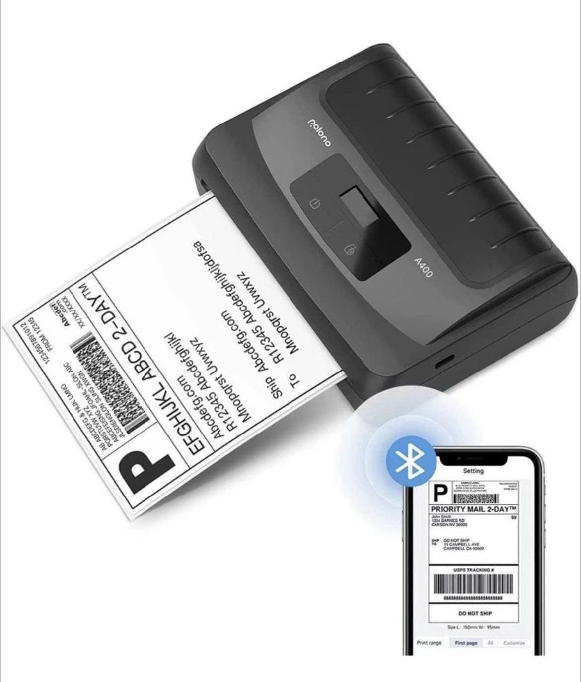 Bluetooth Thermal Label Printer - 4x6 Label Printer for Small Business Shipping Packages - Portable Printer Wireless Printer for iPhone, Android & PC,