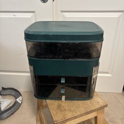Super Large Green Cosmetic Makeup Organizer With Drawer Counter Display Green Box size is 11x12x7.5”  It is too large for me and I never fill it full.