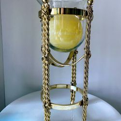  Candle With Gold Tone Vase