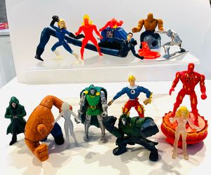Marvel Fantastic Four action figures, including characters like The Thing, Doctor Doom, and the Human Torch.