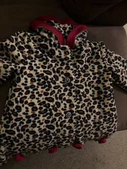 Girls Leopard Print Coat With Roses