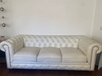 White formal faux leather sofa