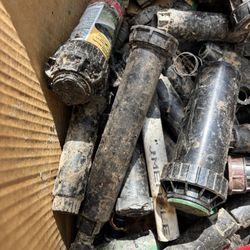Box Of Used Sprinklers, And Risers And Half Inch Fittings