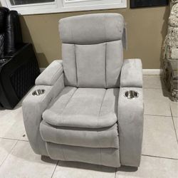 Beautiful Karson Fabric Power Theater Recliner New Open Box