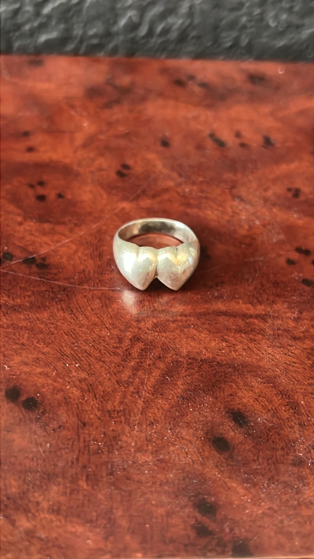 Sterling Silver Double Heart Ring (heavy)