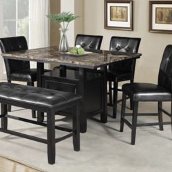 Brand New Counter Height Marble Dining Table Set 
