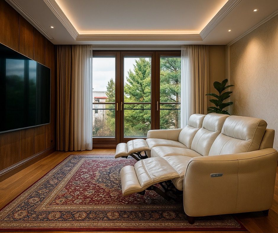 Premium FULL LEATHER All White Electric Recliner Sofa With USB Charging Ports