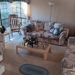 LIVING ROOM SET (Couch, Love Seat, Chair) + Coffee Table Set - $250