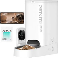 Automatic Cat Feeder with Camera, 1080P HD Video with Night Vision, 2.4G WiFi Pet Feeder for Cat & Small Dog, 2-Way Audio & Meal Call Pet Food Dispens
