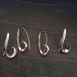 2 Pair Rose Gold Plated Earrings 
