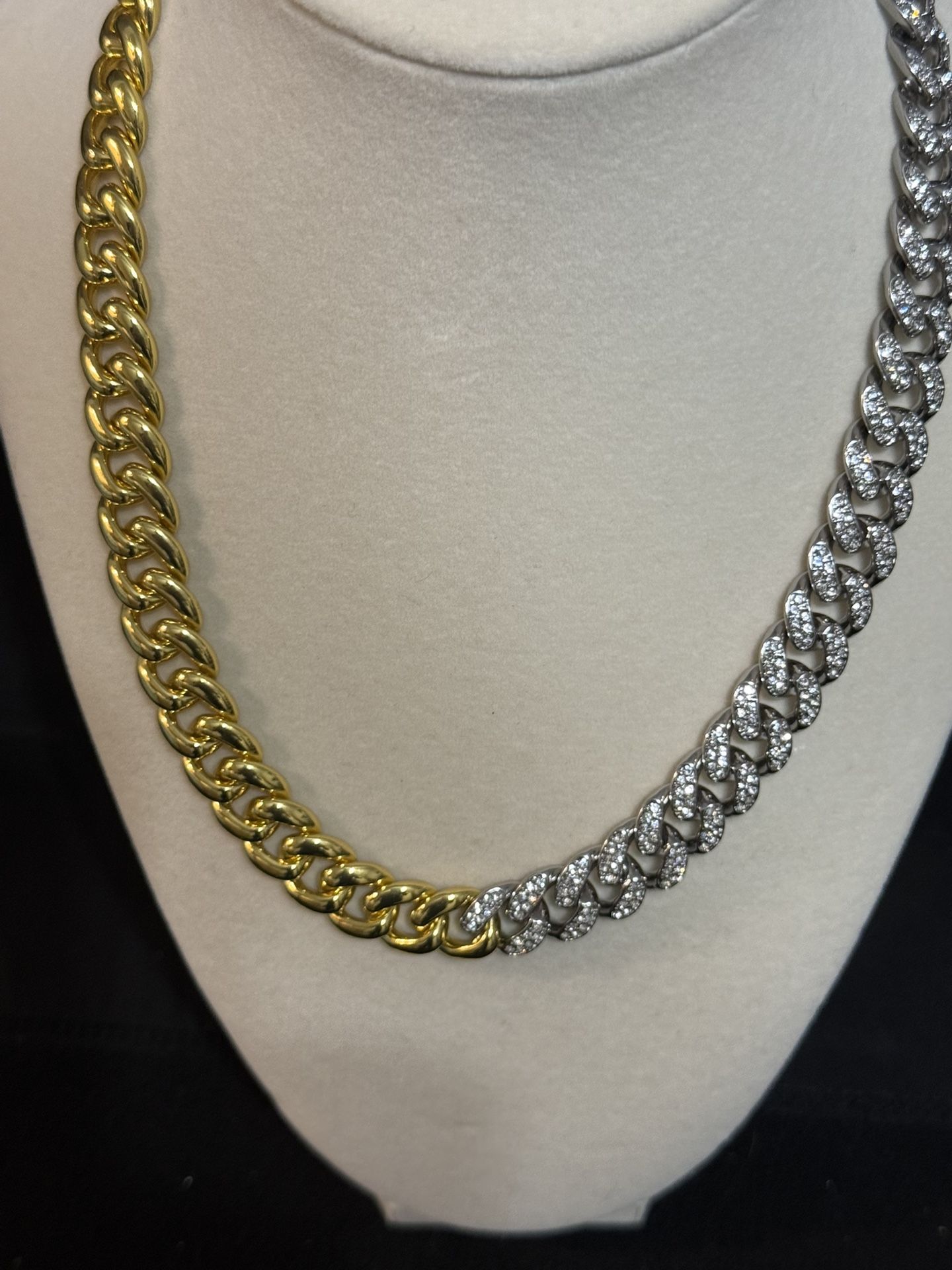 18” Gold Plated/Iced Out Cuban Chain With Matching 7”  Bracelet 