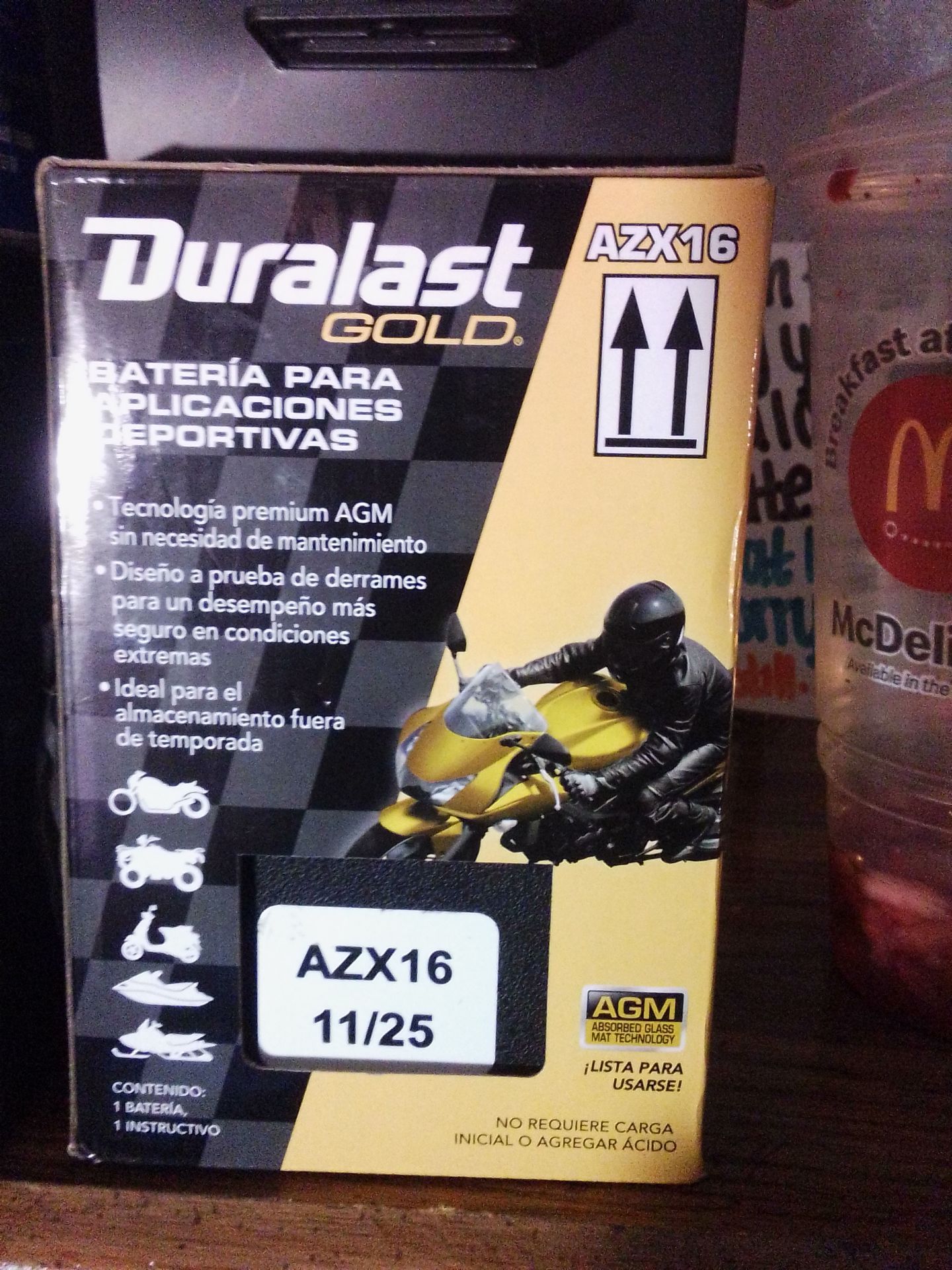 Duralast Gold azx16 motorcycle battery