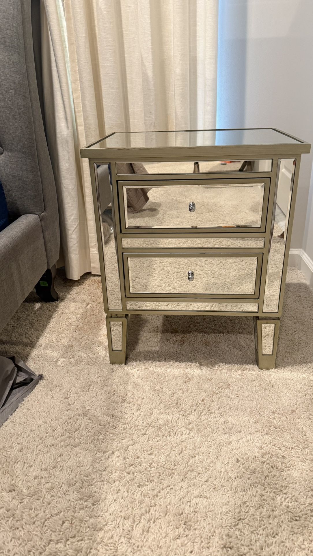 Mirror Two-Drawer End Table Nightstand (2 Available)