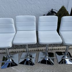 White Adjustable Bar Stools 