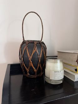 Vintage decorative rattan wrapped jar