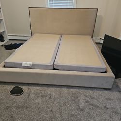 King-size Saatva bed and box spring.