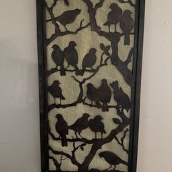 Birds On Birch Bronze Metal Picture (40” T X 21” W)
