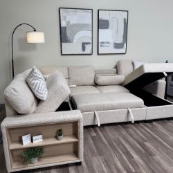FREE DELIVERY New In Box Atlantic Beige Sectional Sleeper with Storage