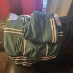 Women Jogging Suit 2 Pcs SET  Green And White Xl