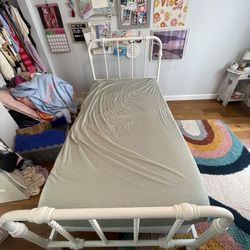 Metal Twin bed Frame with boxs spring and mattress 