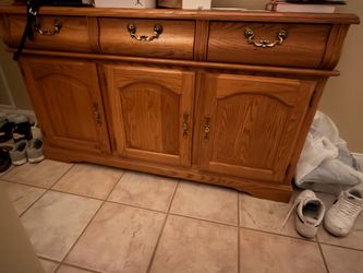 Oak Wood Sideboard Buffet Cabinet