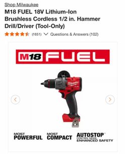 M18 FUEL 18V Lithium-Ion Brushless Cordless 1/2 in. Hammer Drill/Driver (Tool-Only)