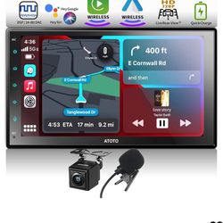 ATOTO 7inch Full Touchscreen Car Stereo Double DIN, Wireless CarPlay & Wireless Android Auto, Car Radio with Bluetooth, MirrorLink, HD Live Rearview w