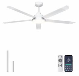 60'' Ceiling Fan with Lights, Industrial Ceiling Fan with 5 Aluminum Blades, App/Remote Controlled, Dimmable