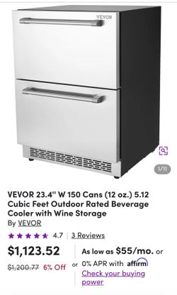 Vevor undercounter or outdoor dual drawer fridge
