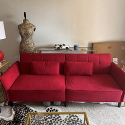 Futon Burgundy Red Couch *Negotiable Price*