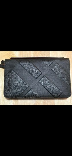 Black & Red Zip Around Long Wallet with Wrist Strap