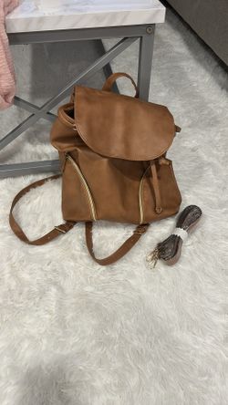 Brown Pleather Backpack