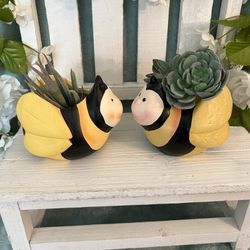 2 adorable honey bee planters great for BEE decor gardens tier trays