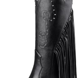 Black Cowgirl Boots with fringes size 8 1/2