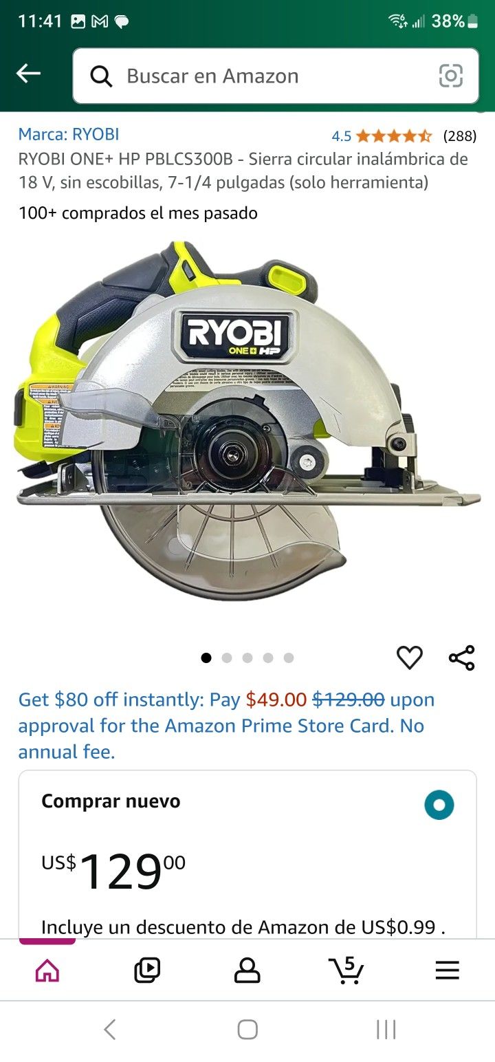 RYOBI ONE+ HP PBLCS300B 18V Brushless Cordless Circular Saw, 7-1/4 in. (Tool Only)